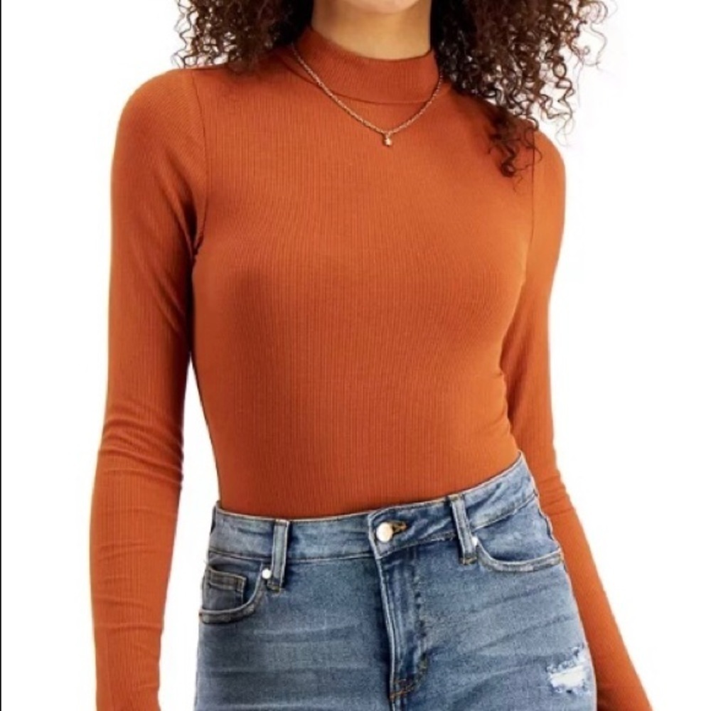 Selfie by Self Esteem /NWT/Ribbed Long Sleeve Cheeky Fit Mock Neck Bodysuit M / - Picture 2 of 6